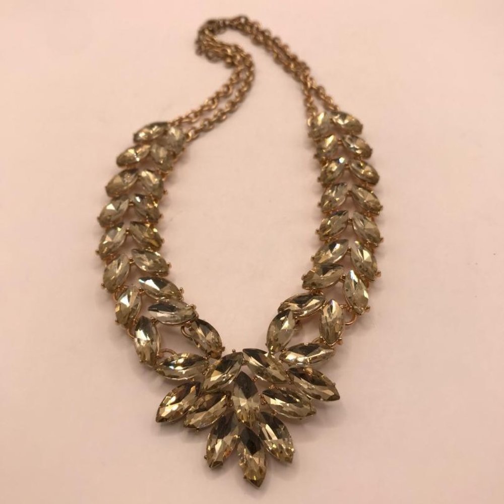Gold-Tone & Faceted Gems Statement Necklace - Picture 10 of 10